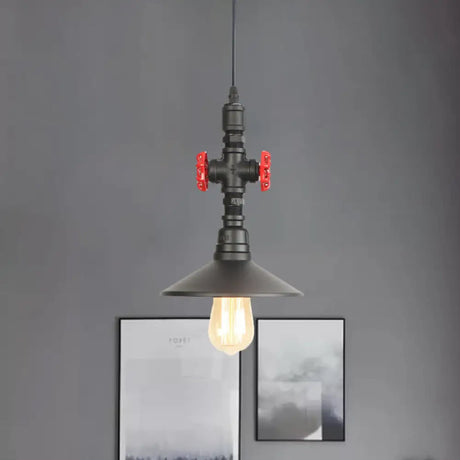 Black Iron Vintage Down Lighting Pendant With 1 Bulb - Perfect For Coffee Shops / A