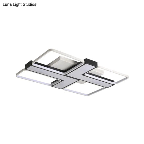 Black L Shaped Led Ceiling Mount Light Fixture For Study Room In Warm/White 19’/24.5’/31.5’ W