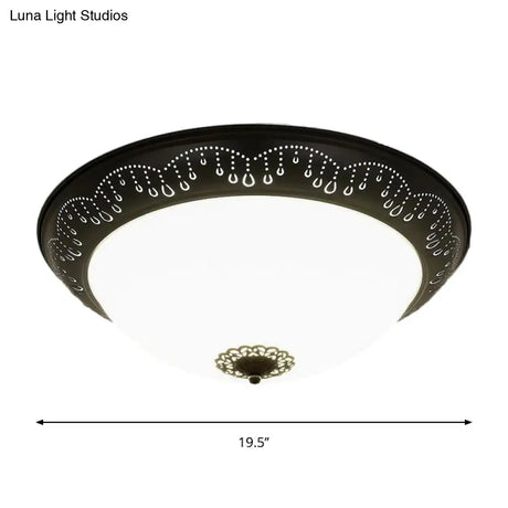 Black Led Crystal Dome Flush Mount Ceiling Light With Countryside Charm
