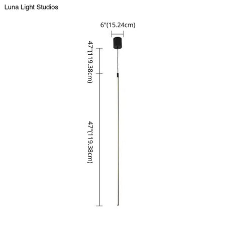 Black Led Stick Pendant: Bedroom Linear Suspension Lighting With Minimalist Metal Design