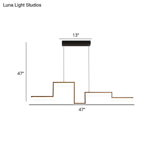 Black Line Art Metal Hanging Lamp - Simplistic Led Island Lighting For Dining Room / 47
