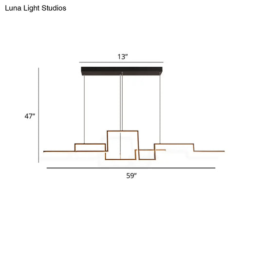 Black Line Art Metal Hanging Lamp - Simplistic Led Island Lighting For Dining Room / 59