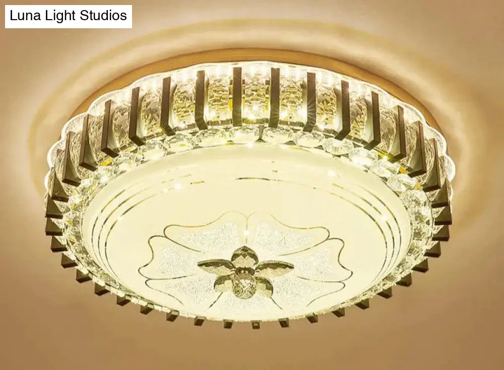 Black Luxury Crystal Bedroom Ceiling Lamp Trichromatic Light