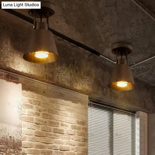 Black Metal Bell Wine Club Flush Mount Spotlight: 1/3-Head Semi Ceiling Light With Rotatable Design