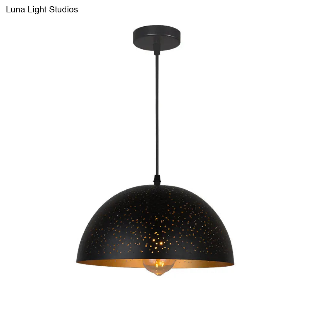 Black Metal Bowl Pendant Light Fixture - Industrial Coffee Shop Hanging Lighting / 8