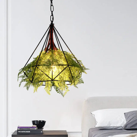 Black Metal Diamond Pendant Led Lamp For Restaurant - Industrial Down Lighting Head 1