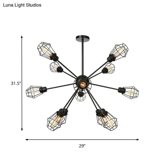 Black Metal Farmhouse Style Pendant Light With Cage Shade
