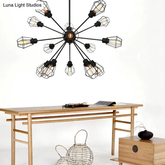 Black Metal Farmhouse Style Pendant Light With Cage Shade