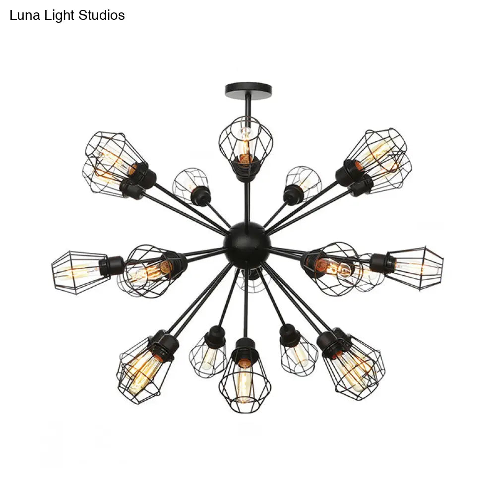 Black Metal Farmhouse Style Pendant Light With Cage Shade