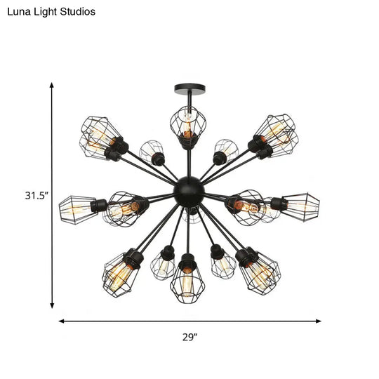 Black Metal Farmhouse Style Pendant Light With Cage Shade