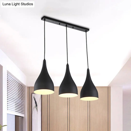 Black Metal Circle Pendant Ceiling Light - Industrial Style Fixture 3 /