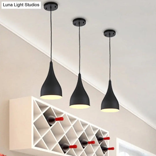 Black Metal Circle Pendant Ceiling Light - Industrial Style Fixture 1 /