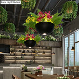 Black Metal Industrial Hanging Light With Led Bulb For Restaurant Ceiling