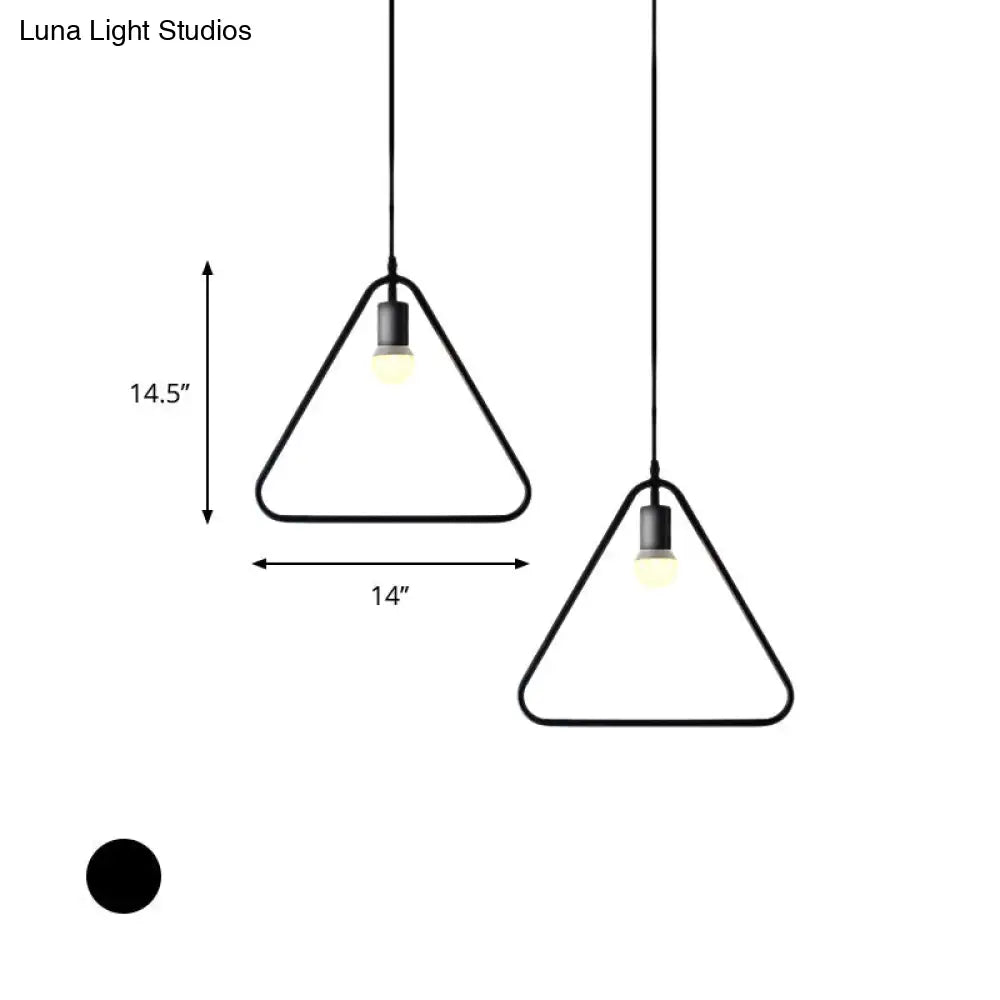 Black Metal Ceiling Pendant Light For Dining Room - Industrial Design Triangle/Round Shape 1 Head