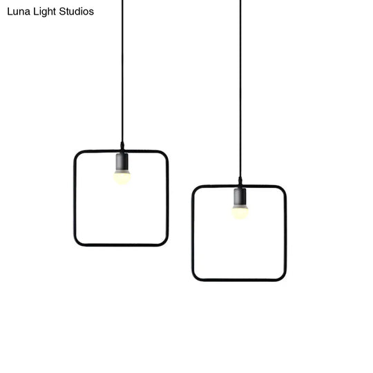 Black Metal Ceiling Pendant Light For Dining Room - Industrial Design Triangle/Round Shape 1 Head