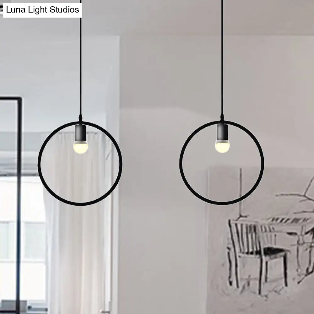 Black Metal Ceiling Pendant Light For Dining Room - Industrial Design Triangle/Round Shape 1 Head