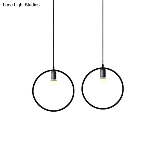 Black Metal Ceiling Pendant Light For Dining Room - Industrial Design Triangle/Round Shape 1 Head