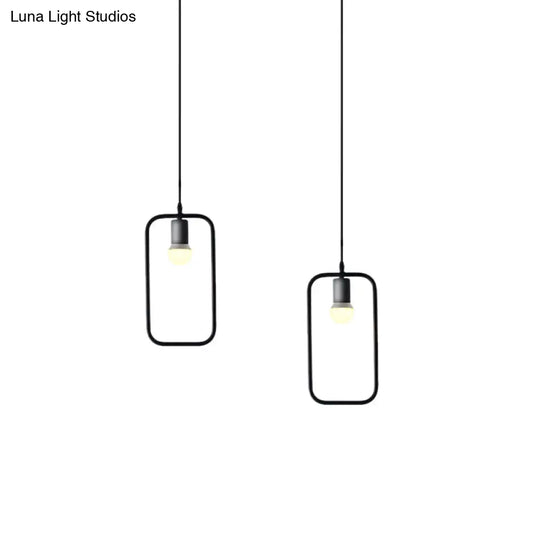 Black Metal Ceiling Pendant Light For Dining Room - Industrial Design Triangle/Round Shape 1 Head