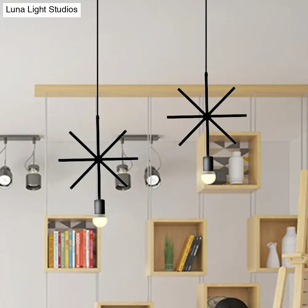 Black Metal Ceiling Pendant Light For Dining Room - Industrial Design Triangle/Round Shape 1 Head
