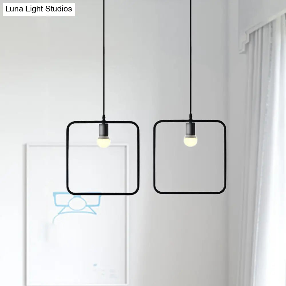 Black Metal Ceiling Pendant Light For Dining Room - Industrial Design Triangle/Round Shape 1 Head