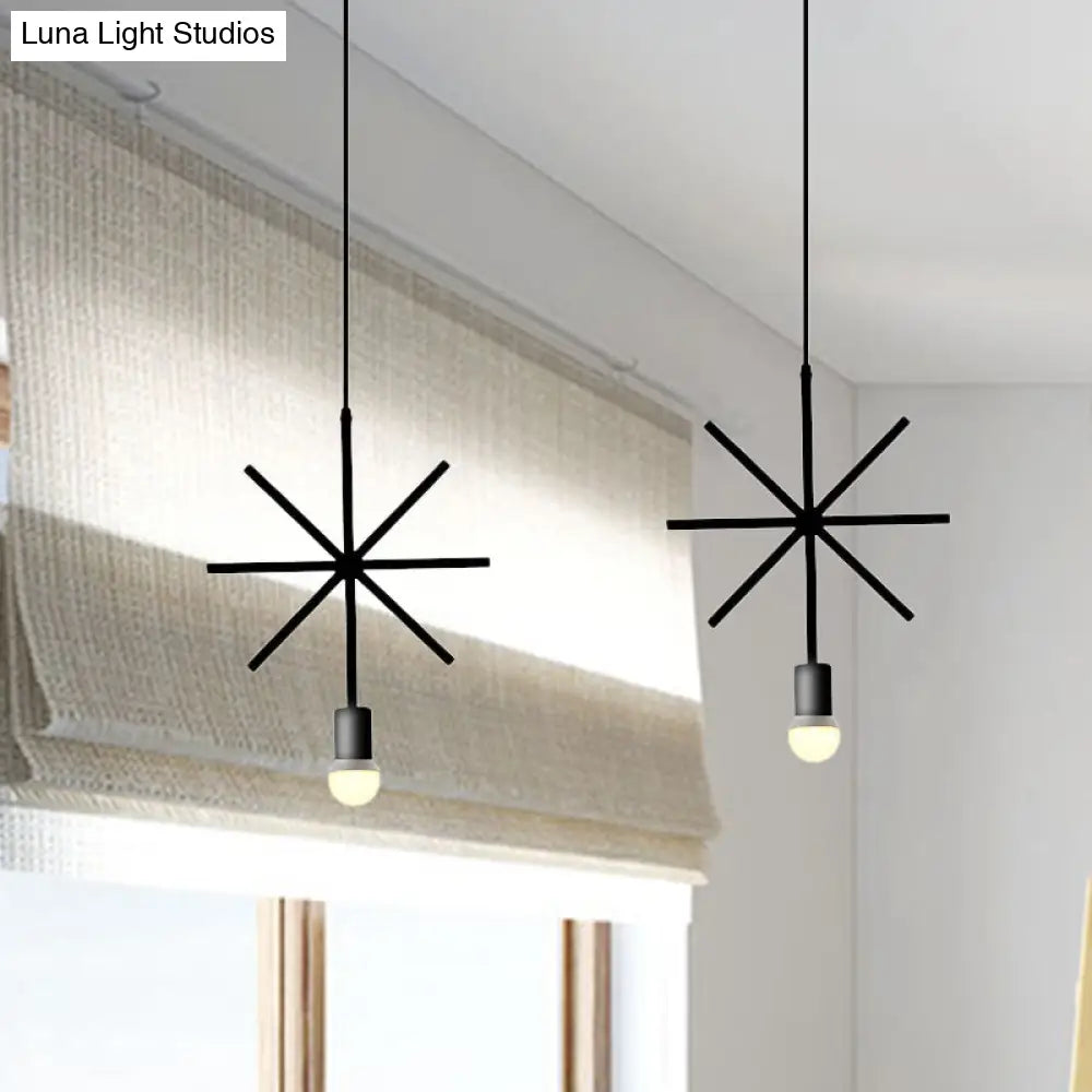 Black Metal Industrial Pendant Light With Frame Shade For Dining Room - 1 Head Ceiling Lighting