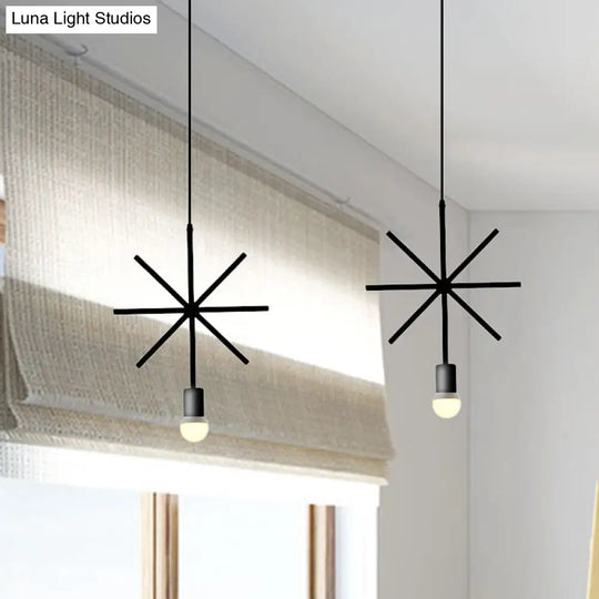 Black Metal Industrial Pendant Light With Frame Shade For Dining Room - 1 Head Ceiling Lighting