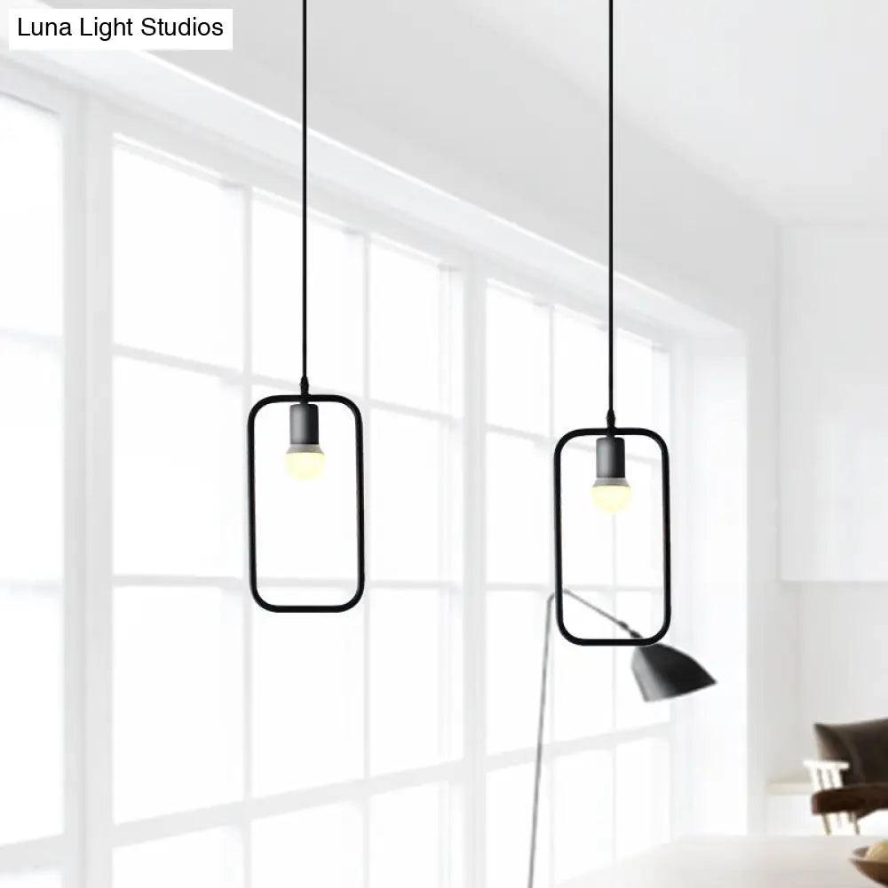Black Metal Ceiling Pendant Light For Dining Room - Industrial Design Triangle/Round Shape 1 Head