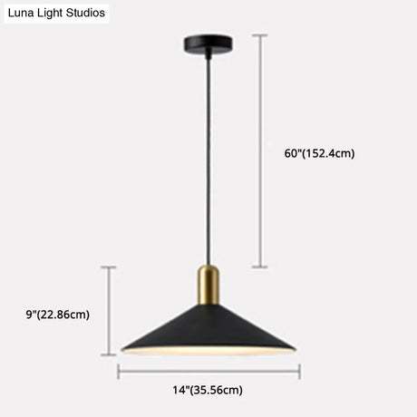 Black Metal Industrial Tapered Pendant Ceiling Light Fixture