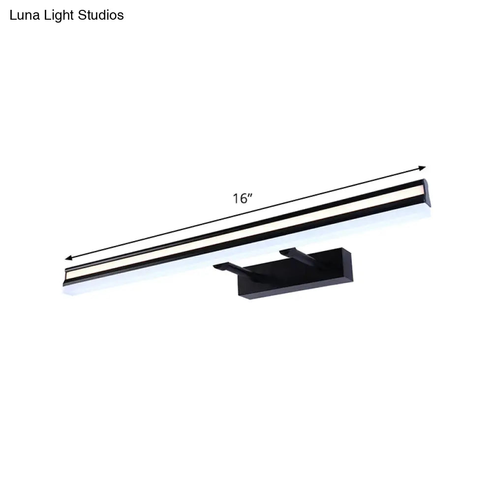 Black Metal Led Bathroom Wall Sconce With Double Arm: Modern Rectangle Vanity Light