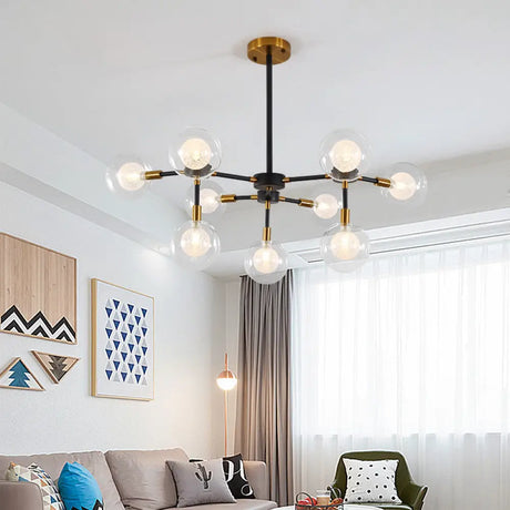 Black Metal Line Suspension Light With Clear Modo Chandelier - Modern Style For Dining Room 9 /