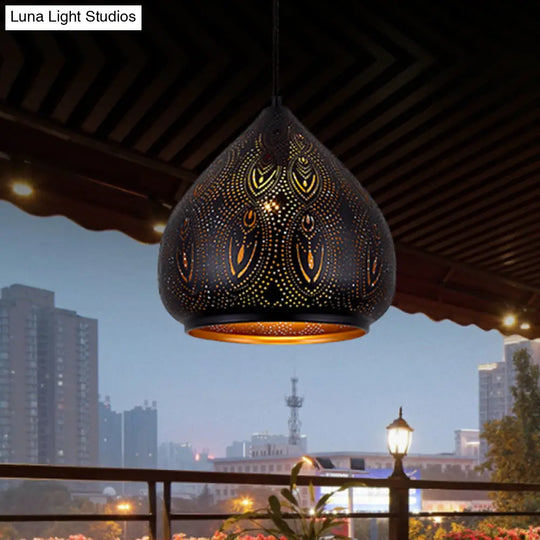 Black Metal Pendant Lamp - Pear Dining Room Lighting Fixture