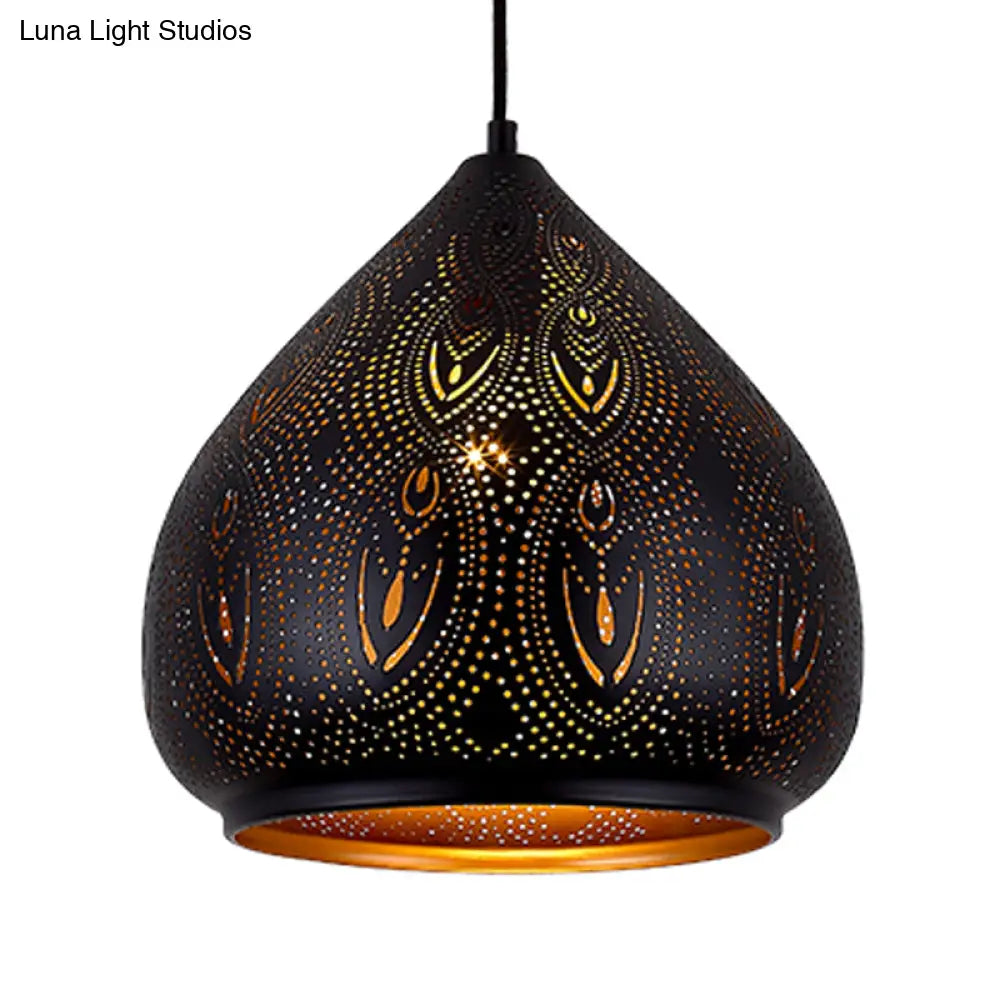 Black Metal Pendant Lamp - Pear Dining Room Lighting Fixture
