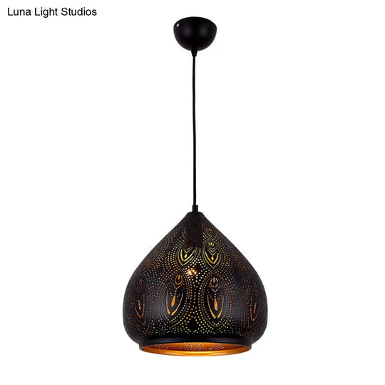 Black Metal Pendant Lamp - Pear Dining Room Lighting Fixture