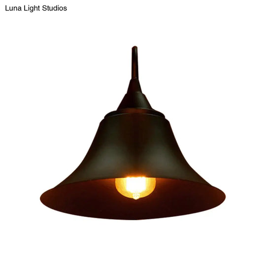 Black Metal Sconce Light: Cone Shade Wall Fixture For Bedroom Industrial Style With Single Bulb