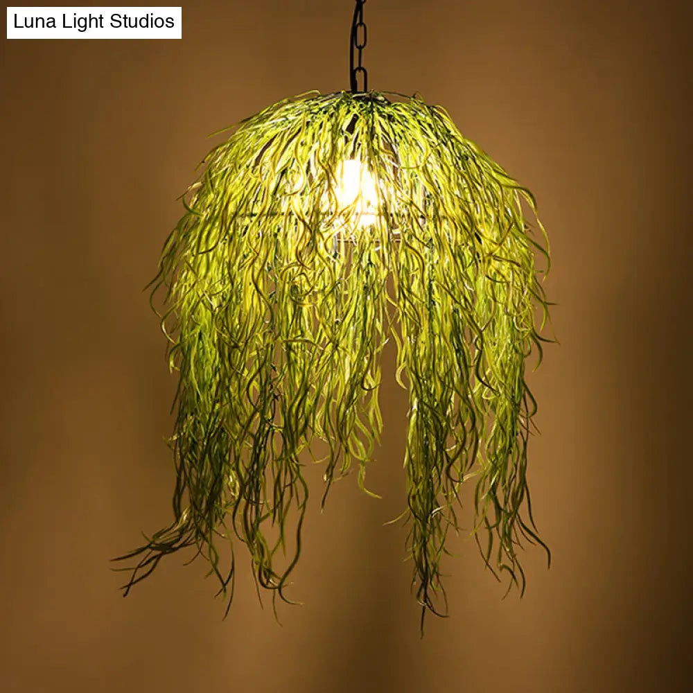Industrial Seaweed Pendant Light For Restaurants - Metal Black Ceiling Lamp (1 Head)