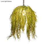 Black Metal Seaweed Pendant Light Fixture - Industrial Style Ceiling Lamp For Restaurants