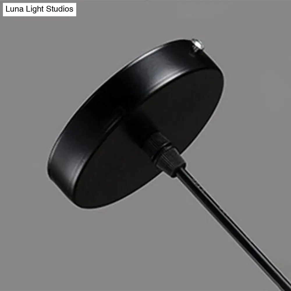Black Metal Domed Ceiling Lamp With Single Suspension Bulb