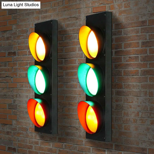 Black Metal Traffic Light Wall Sconce - Restaurant Decorative Lighting