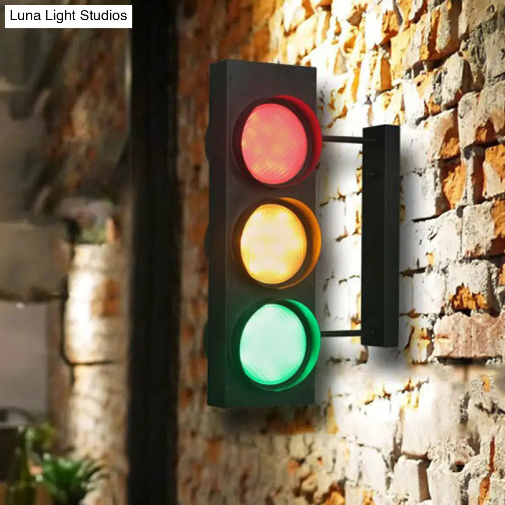 Black Metal Traffic Light Wall Sconce - Restaurant Decorative Lighting