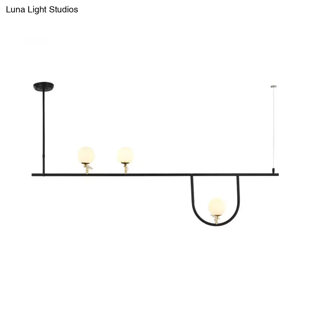 Black Metal Triple-Light Globe Chandelier For Dining Rooms