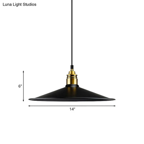 Black Metallic Cone Shade Ceiling Light - Loft Style 1 Head Kitchen Pendant Lamp (10’/14’ Wide)