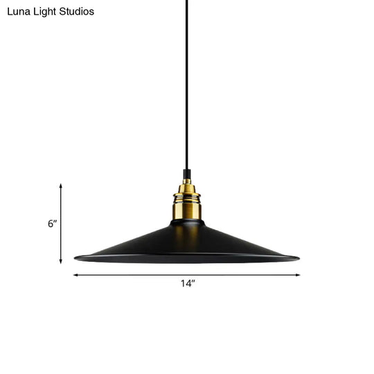 Stylish Metallic Cone Shade Ceiling Light - 10/14 Width Black Kitchen Pendant Lamp