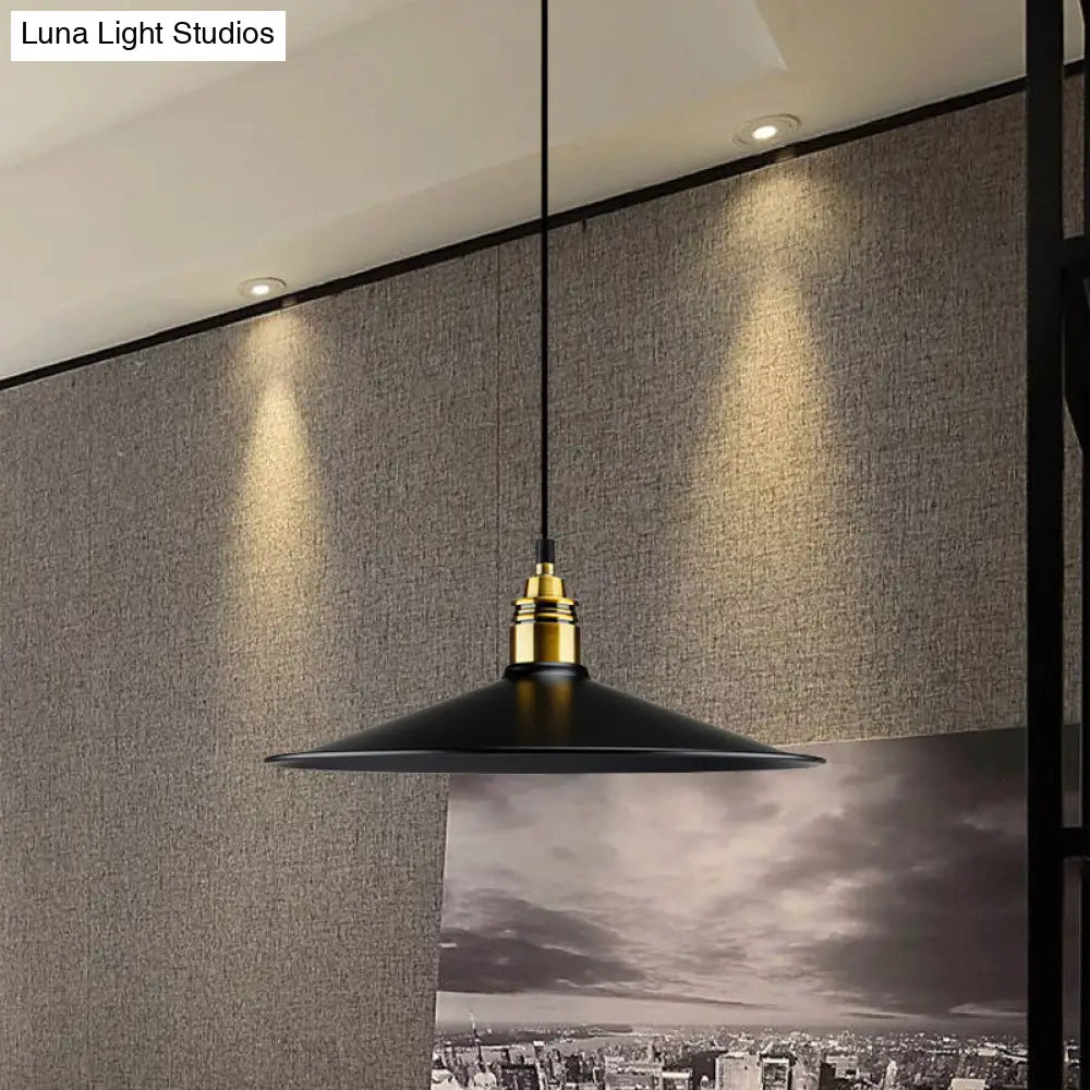 Black Metallic Cone Shade Ceiling Light - Loft Style 1 Head Kitchen Pendant Lamp (10’/14’ Wide)