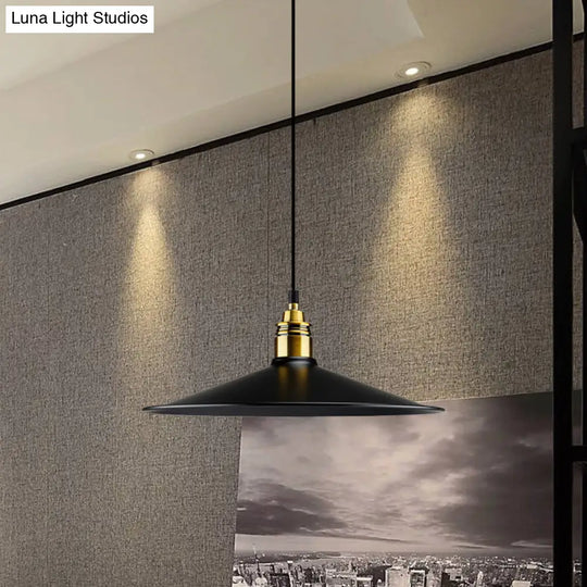 Black Metallic Cone Shade Ceiling Light - Loft Style 1 Head Kitchen Pendant Lamp (10’/14’ Wide)