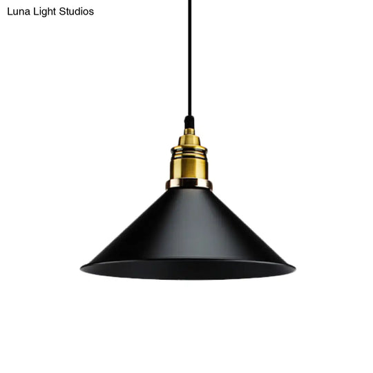 Stylish Metallic Cone Shade Ceiling Light - 10/14 Width Black Kitchen Pendant Lamp