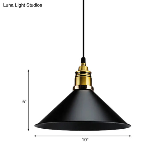 Stylish Metallic Cone Shade Ceiling Light - 10/14 Width Black Kitchen Pendant Lamp