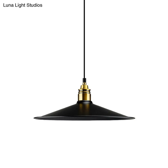 Black Metallic Cone Shade Ceiling Light - Loft Style 1 Head Kitchen Pendant Lamp (10’/14’ Wide)