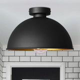 Black Metallic Dome Ceiling Flush Mount: Stylish 1 Light Bar Semi - Flush Fixture