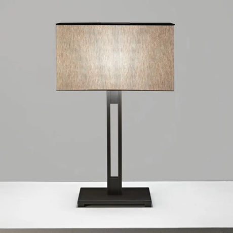 Black Modernism Table Lamp: Sleek Rectangular Bedside Nightstand Accent With Light Fabric