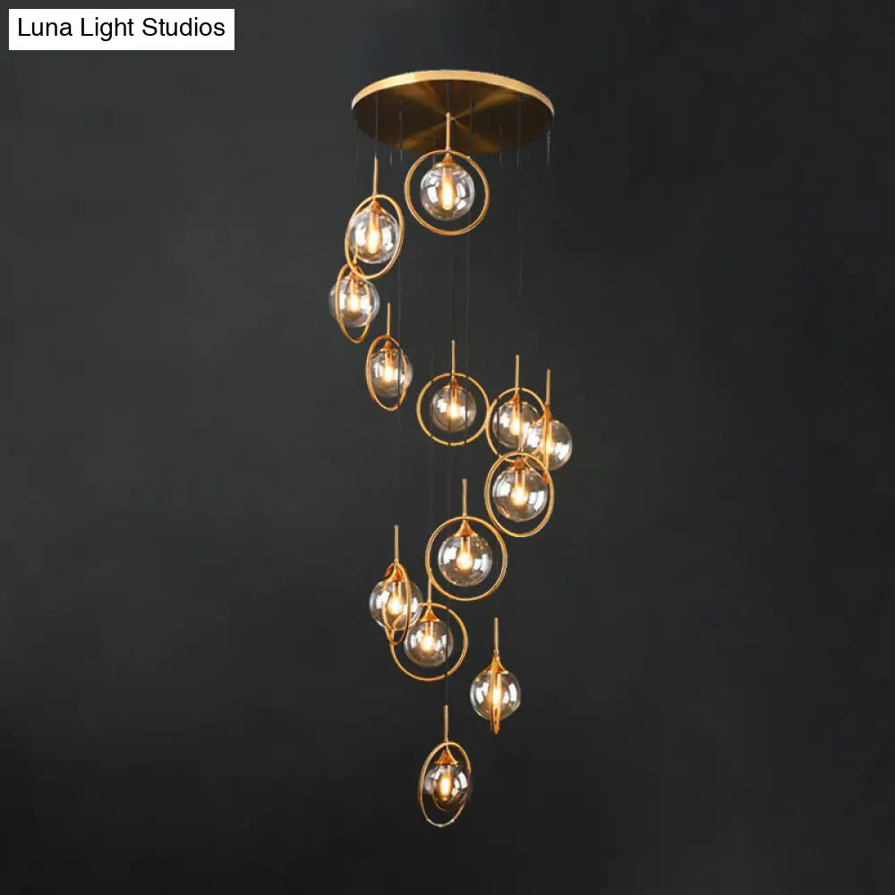 Black Modernist Cluster Pendant Light With 13 Glass Shades